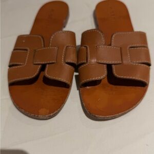Brown Leather Women Sandals made in Italy